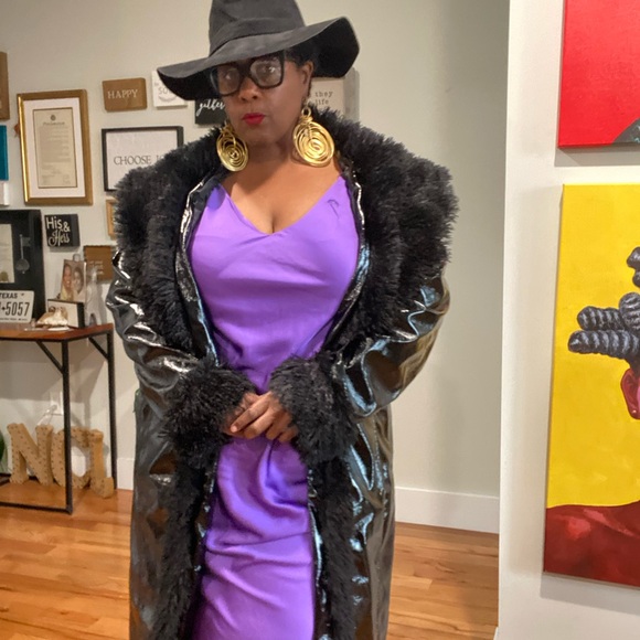 COPY - Black Faux For Coat - Picture 2 of 2